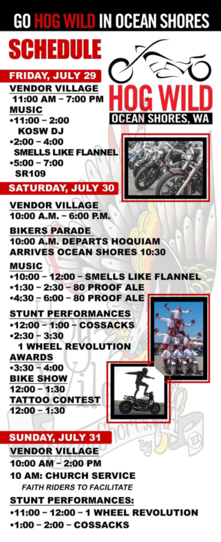 It’s getting closer! Don’t forget the bikers parade @hoquiam high school parking lot check in at 8am