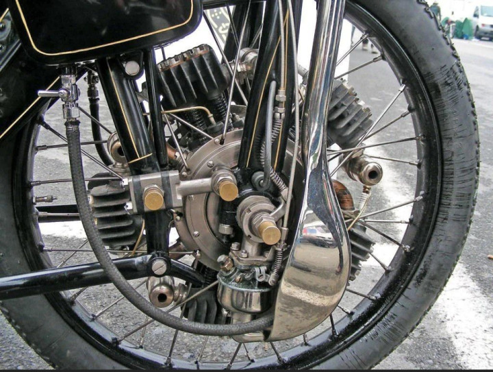 The five-cylinder radial engine of the very unusual Megola motorcycle