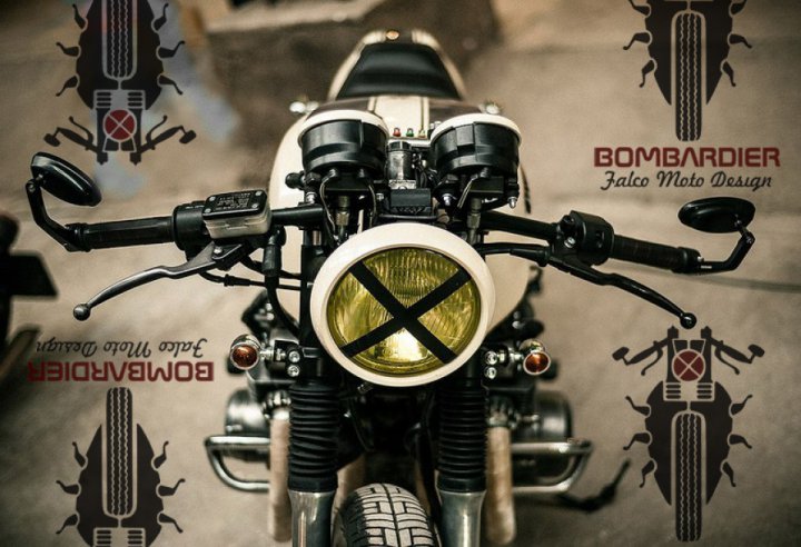 The history of the building of a cafe racer. Part two. Logo, concept, beetle-bombardier, color.