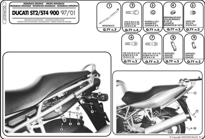 Topbox rails, installation guide. Ducati ST2/ST4 99/01
