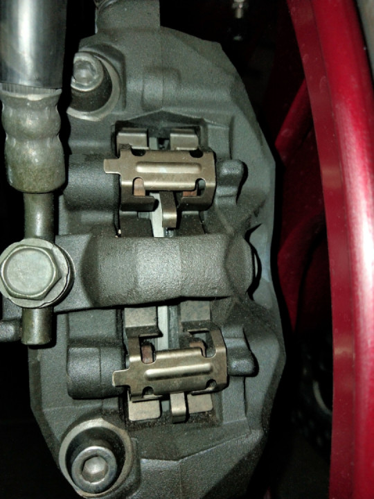 Front brake pad replacement.