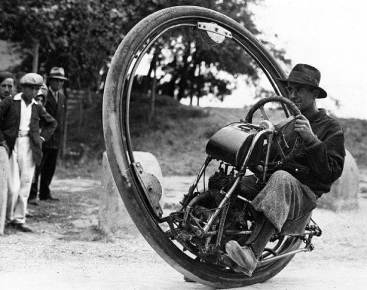 How about a Monocycle? Photo taken in the 1930s.