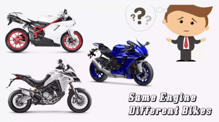 Why are motorcycle manufacturers using similar engines on different bikes?