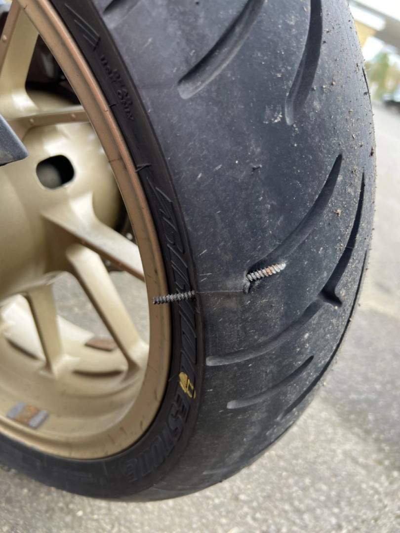 Brand new tyre 3 weeks ago... think it's time to replace it!