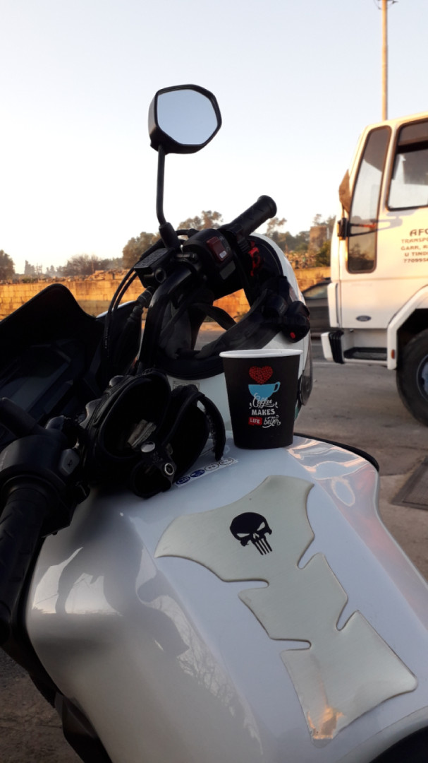 Road side coffee stop on the way to work.