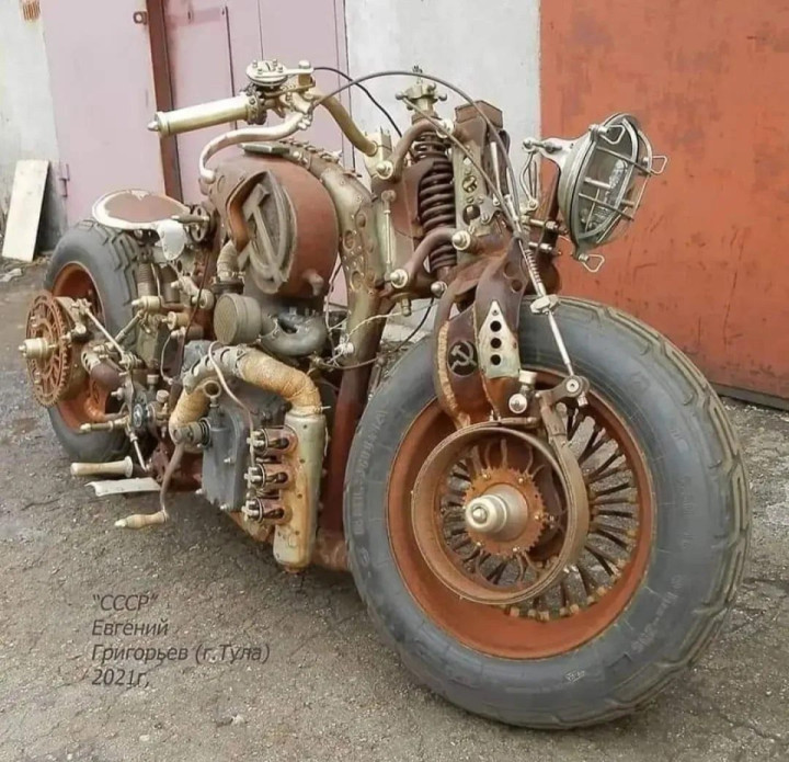 Rusty Russian Themed Steampunk Motorcycle