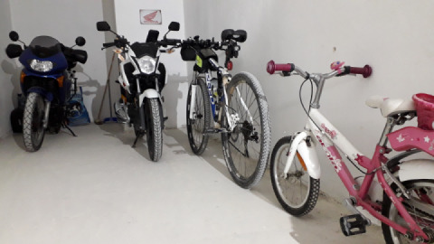 All vehicles welcome in the garage as long as they are on two wheels.