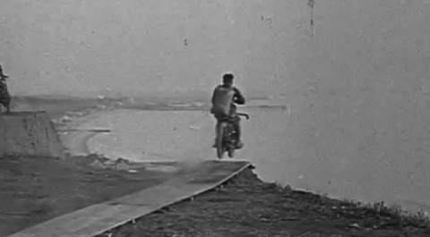 Los Angeles. First Motorcycle Parachute Jump
