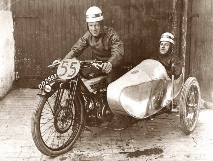 The first sidecar race. Isle of Man TT 1923. Race #12