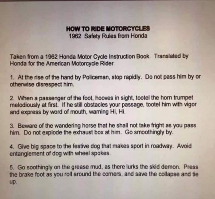 1962 Honda Instructions How to Ride Motorcycles