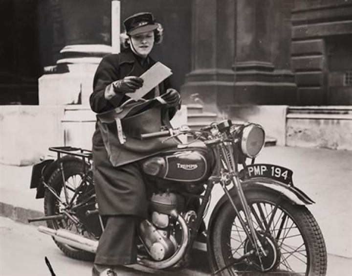 During WWII, women were called up to serve as motorcycle dispatchers