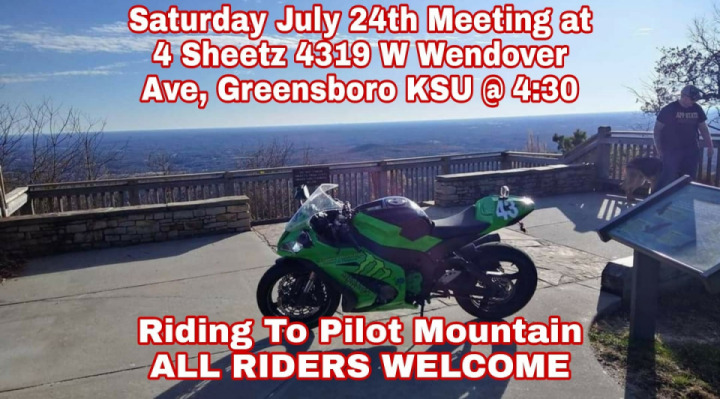 Group ride this Sunday 4 o'clock at W Wendover Ave, sheetz Greensboro NC