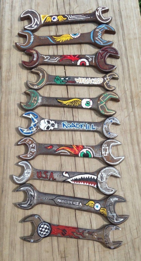 Hand painted old wrenches