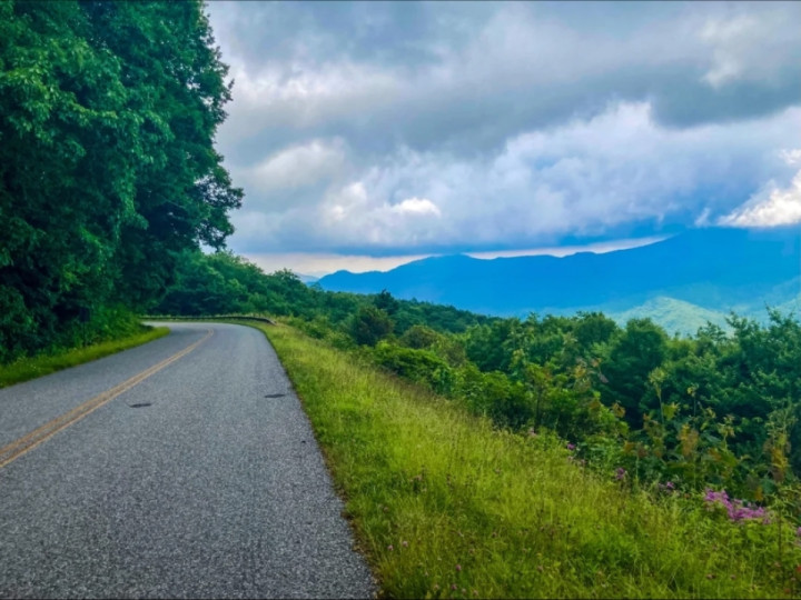 Blue Ridge Parkway on a moody summer day