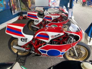 Two Yamaha Bimota GP bikes on display at ‘Cadwell Park Moto,’ Lincolnshire, UK