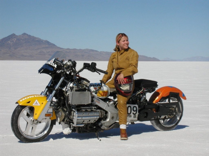 Melissa Johnson on her “Naked Gold Wing.”