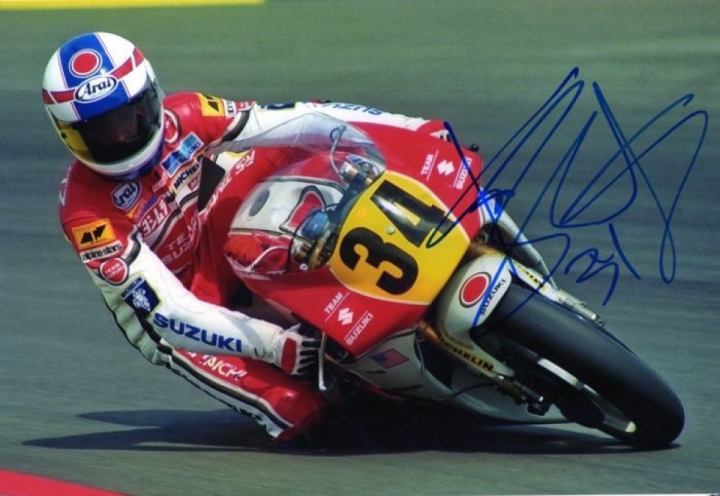 Original autograph by Kevin Schwantz of the Grand Prix Moto 500 cc world champion