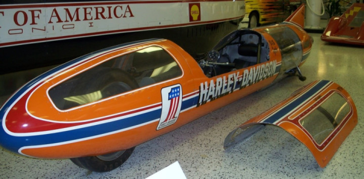The Denis Manning-designed Harley Davidson-powered streamliner
