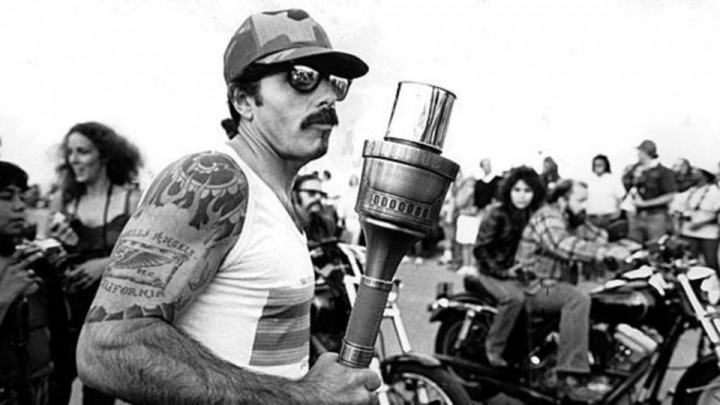 That time the US Olympic Committee allowed the Hells Angels to carry the torch through L.A.