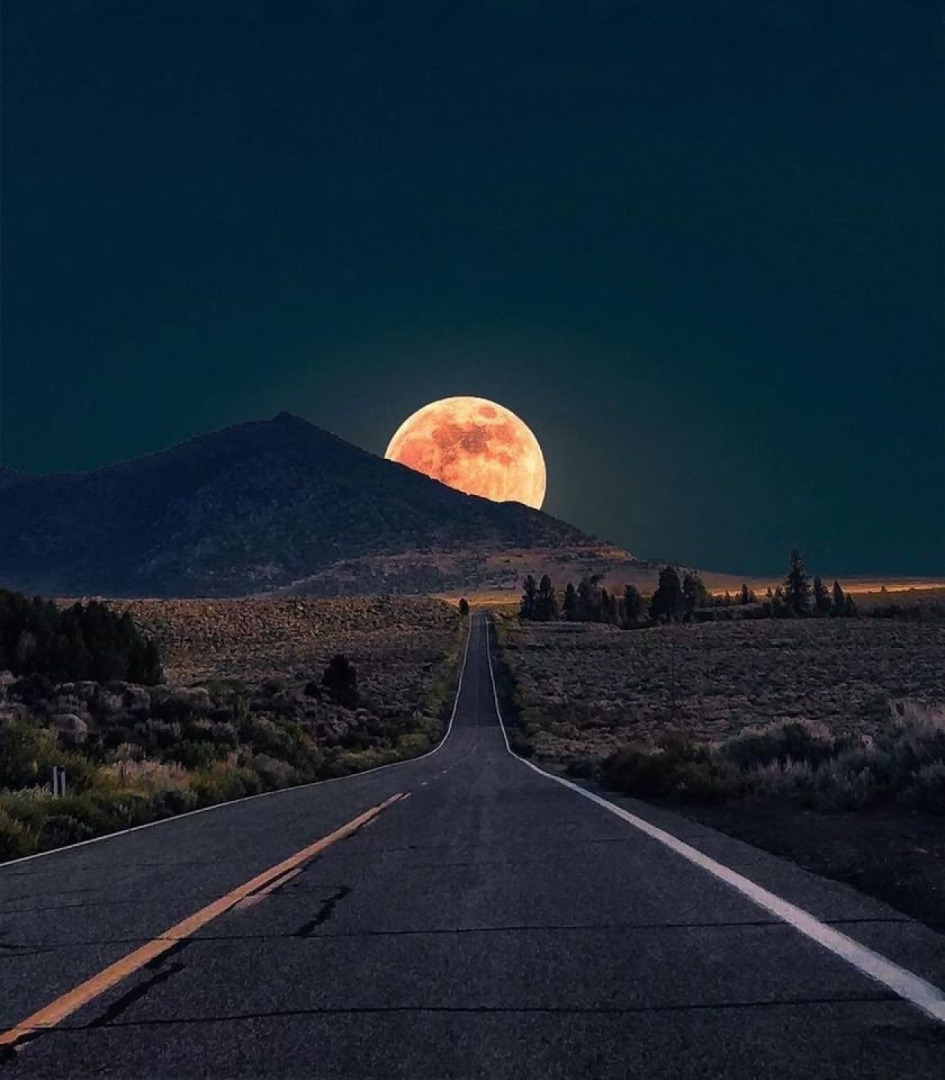 To the moon   on the way from Yosemite in California’s Sierra Nevada range.