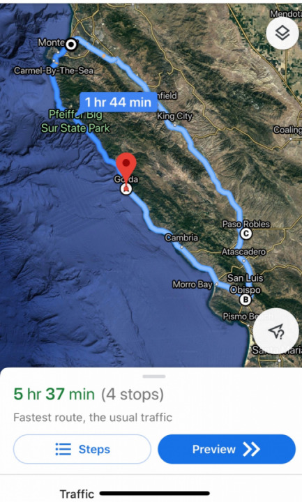 Nice 280 mile ride down Highway 1