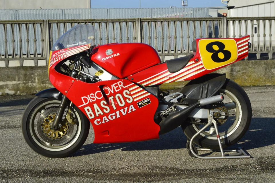 CAGIVA 500 run by the official Cagiva Bastos team in the 1987