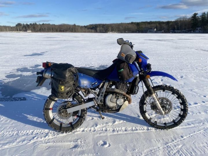 A thin layer of fluffy stuff obscuring the glare ice and ruts. Slow and steady.