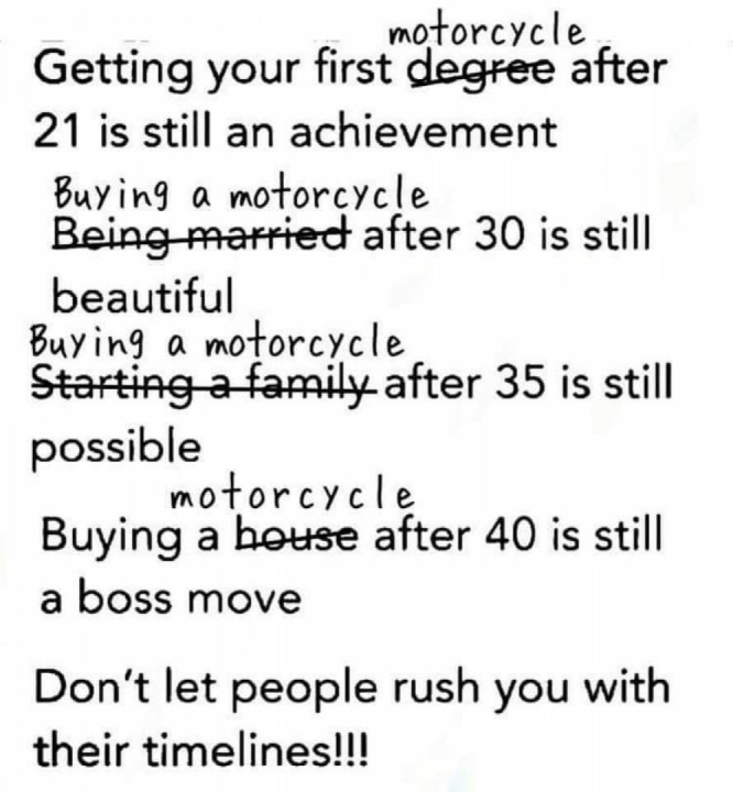 Bought and rode my first motorcycle in my 18"s, what about you? ?