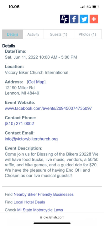Victory biker church blessing of the bikers
