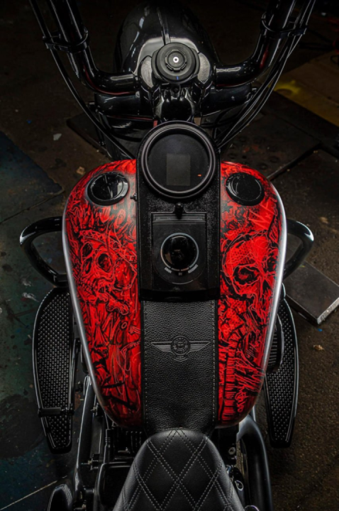 I heard this bike breaks necks. Very cool paint job