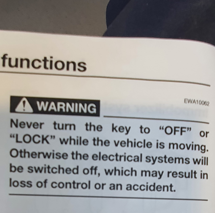 A word of advice from the Yamaha owners manual