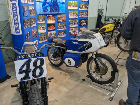 Gary Nixon's 1969 t100r from the Daytona superbike race seen today at a swap meet in York, PA.
