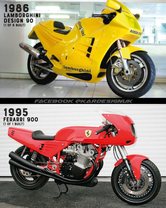 The only motorcycles to officially use the Lamborghini and Ferarri logos