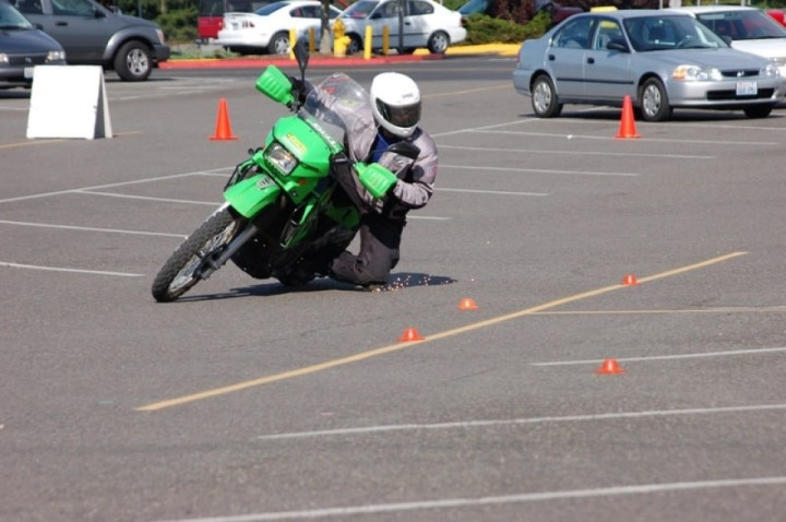 Who says you can't get your knee down on a KLR650!