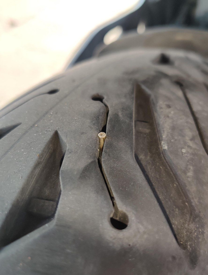 Small nail inrear tyre