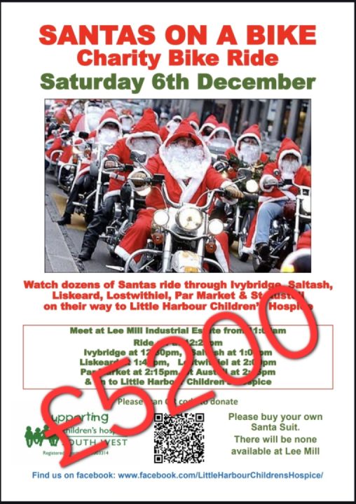 A fantastic result from everyone who supported Santa's on a bike Plymouth. Thank you!
