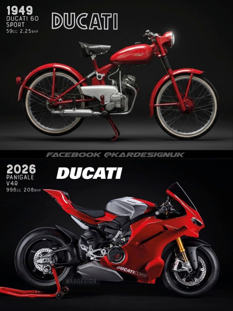 Ducati's first motorcycle vs their latest