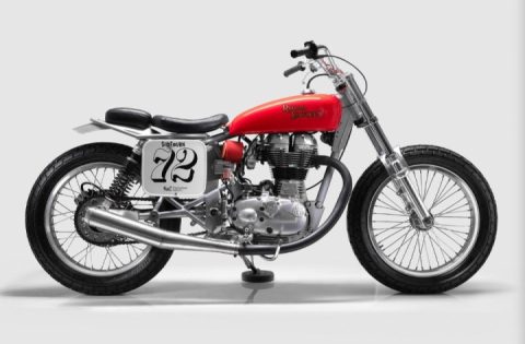 A Royal Enfield flat tracker in vintage Trackmaster style