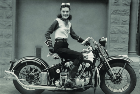 This is Dorothy "Dot" Smith, the famous female stunt rider from the 1930s and 40s