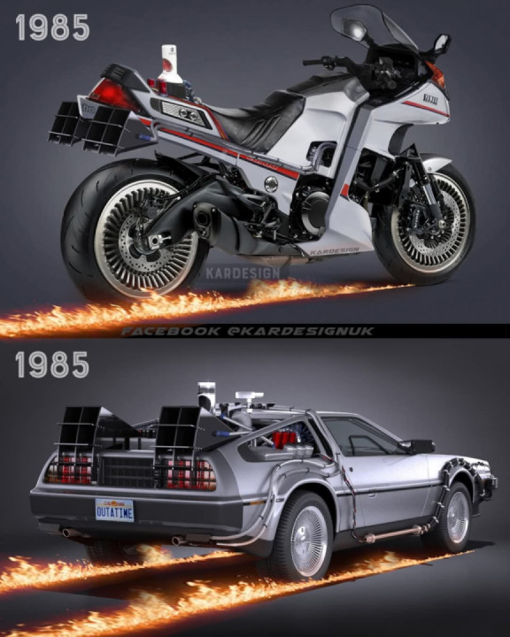 Back to the Future, but with the Yamaha XJ Turbo instead of the DeLorean DMC
