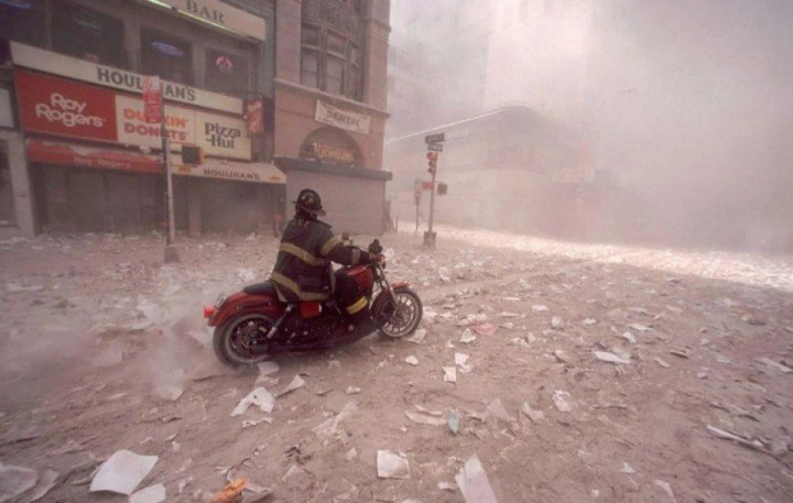 FDNY Fire Fighter Tim Duffy races to ground zero on his Harley Davidson to find the men..