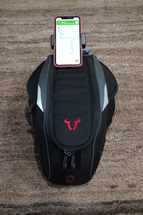 Phone mount on tank bag - GoPro backpack strap with phone adapter