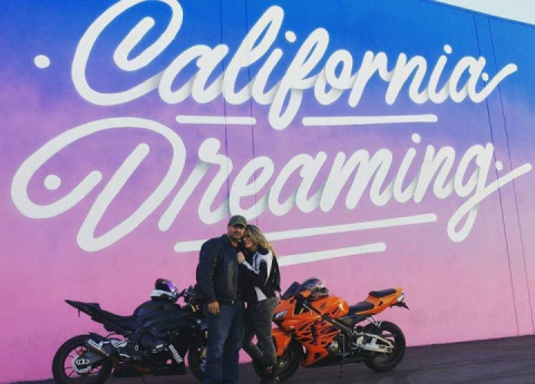 Wifey and me...she rides, so I married her.