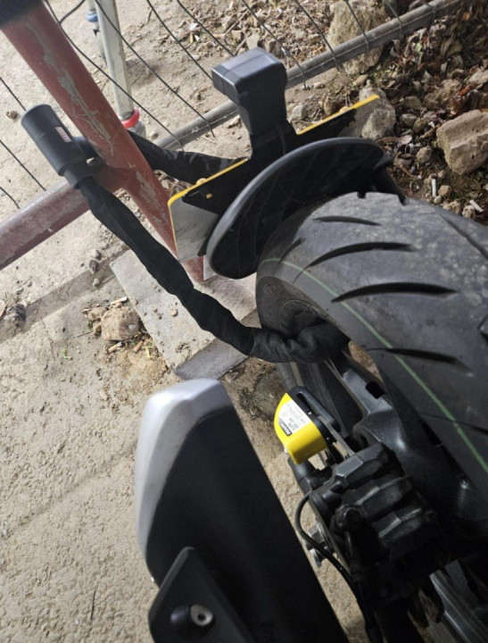 I park my motorbike at work like this. What do you guys think is it safe enough?