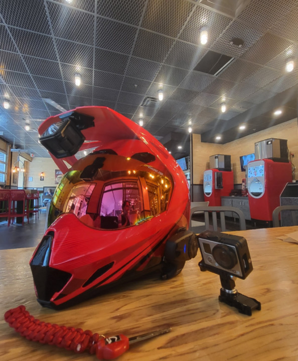 Had to stop to get a cold drink in this hot evening Ride . . .