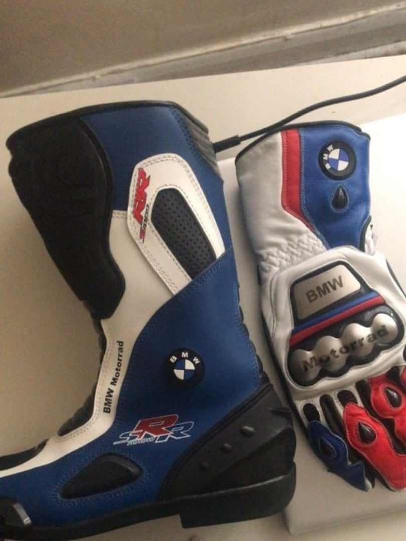 BMW motorrad leather racing boots and gloves