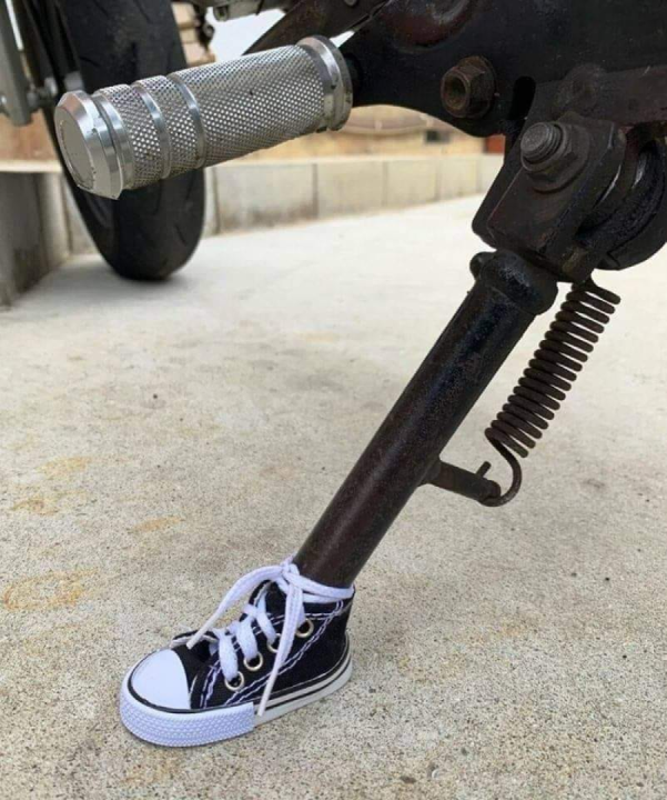 What holds your bike up when you park it?