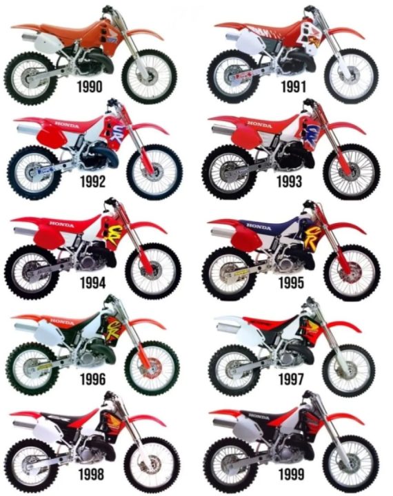 Every Honda production CR 500 in the 90's What an era for these big bore legends ❤️❤️