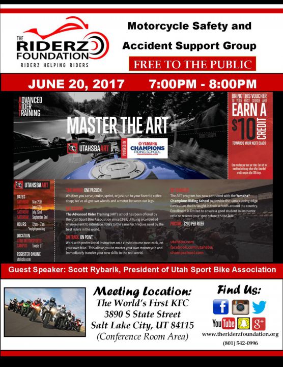 Utah Motorcycle Safety and Accident Support Group, Tuesday, June 20, 2017 7:00PM-8:00PM