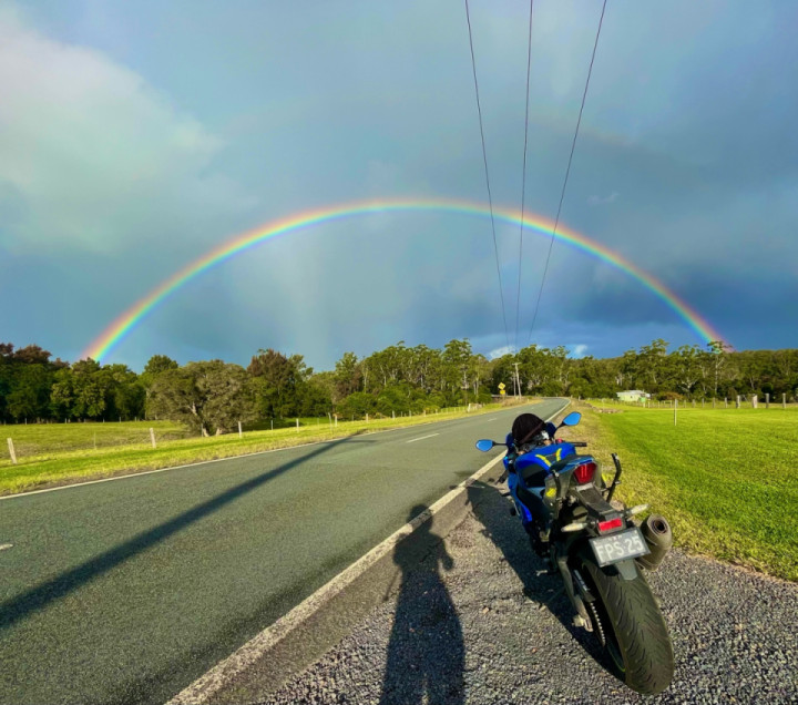 Wet roads and riding through rainbows